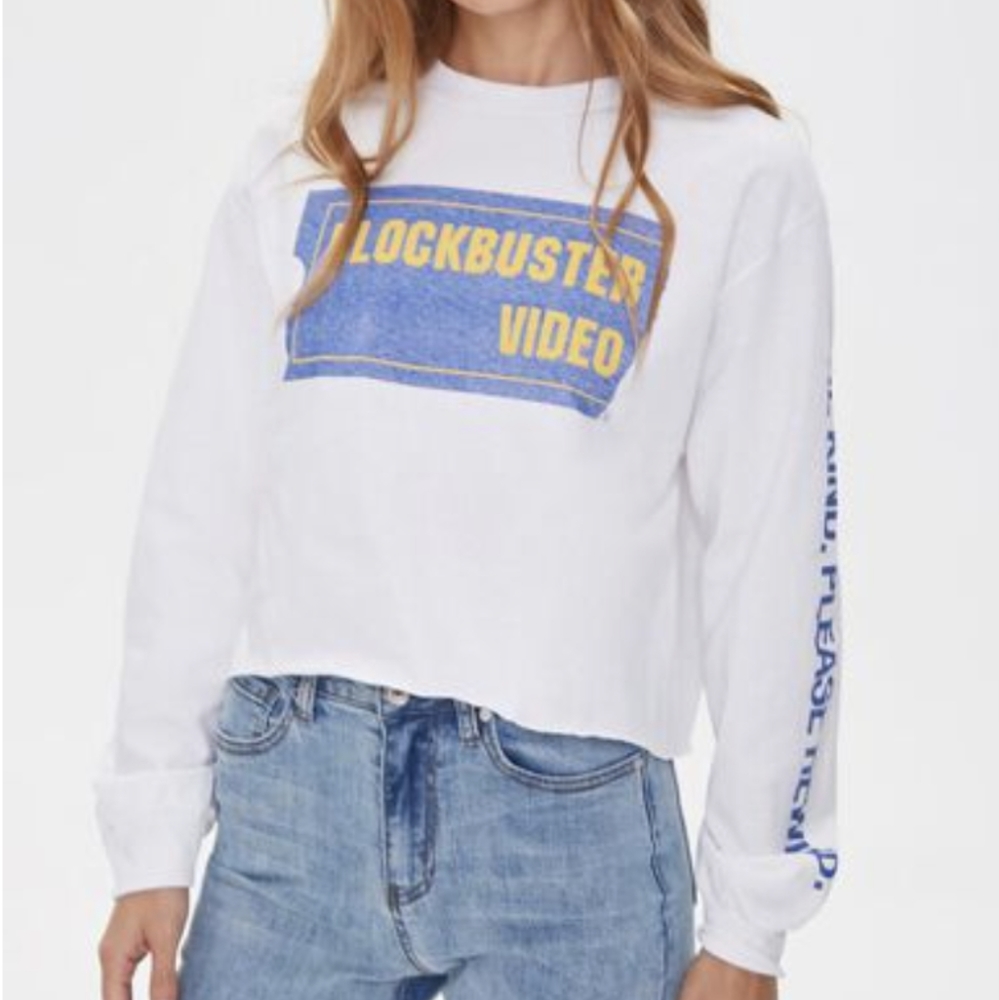Forever 21 Blockbuster Video Long Sleeve Crop
